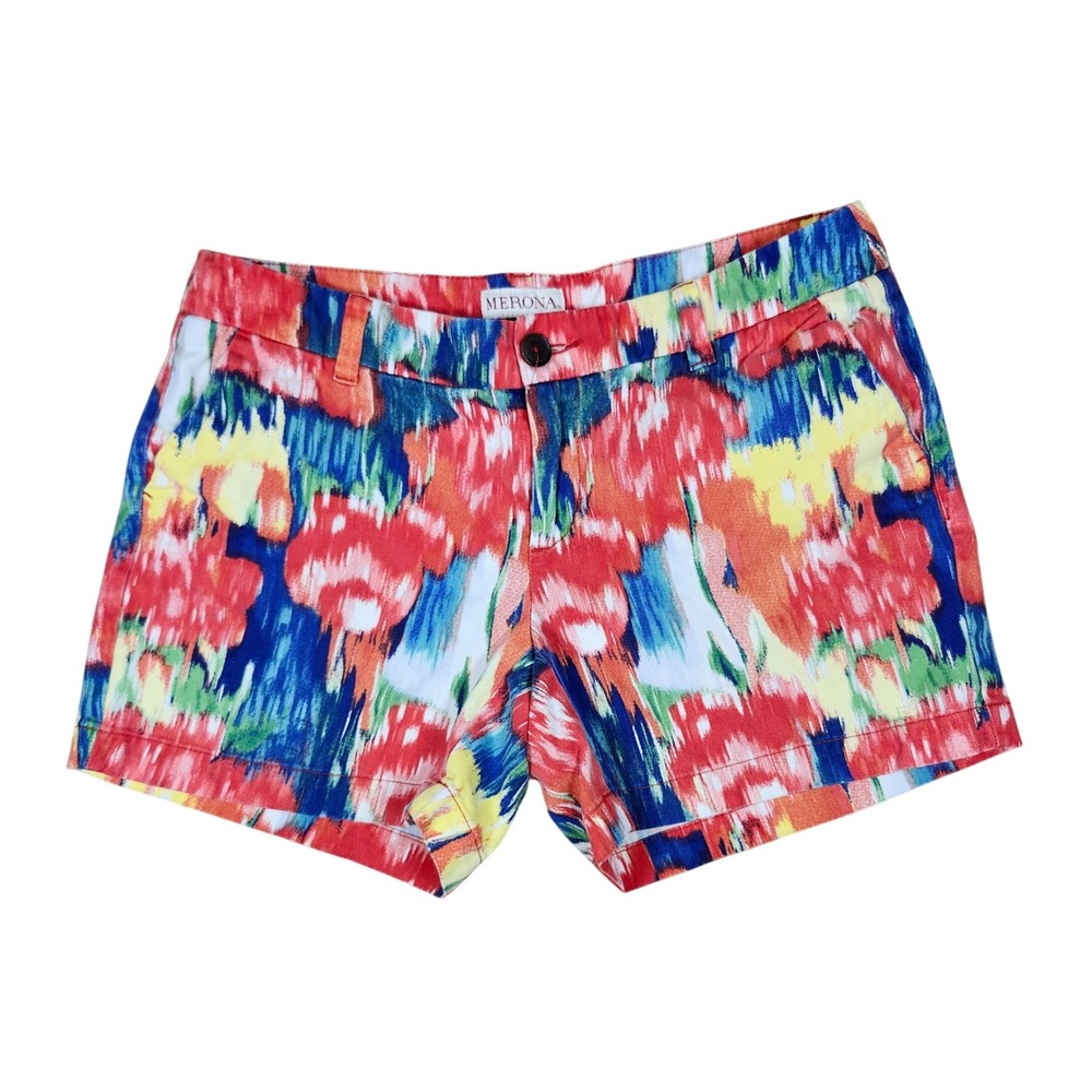 Merona Shorts‎ Multicolor Abstract Ikat Print Cotton Summer Casual Size 2
